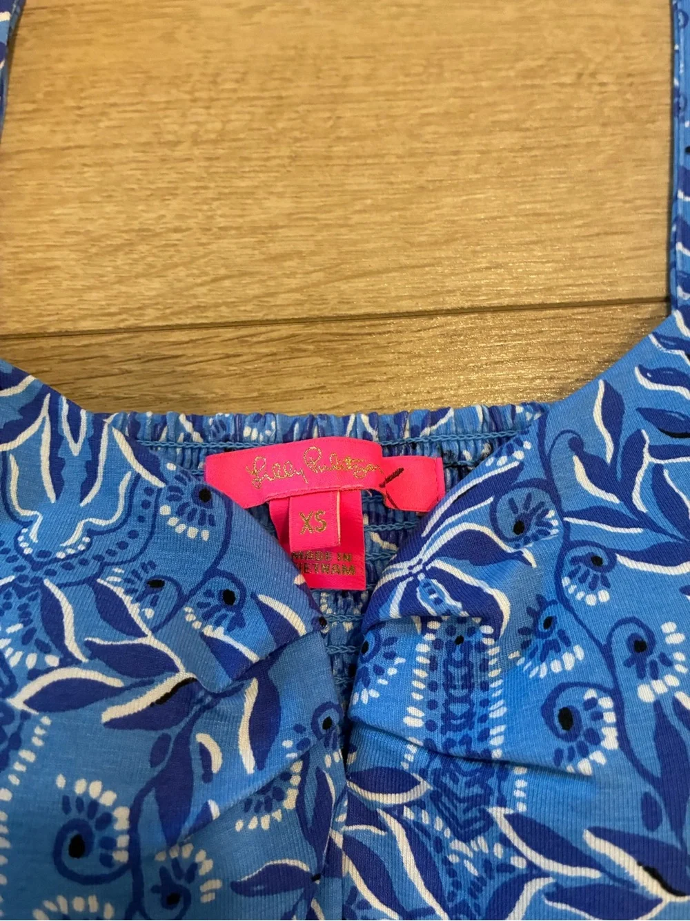 Lilly Pulitzer Women’s Floriana Knit Top Puff Sleeve Blue Floral Size XS
